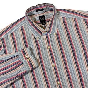 GAP Classic Striped Button Down Shirt Men's Size L Long Sleeve Casual Cotton